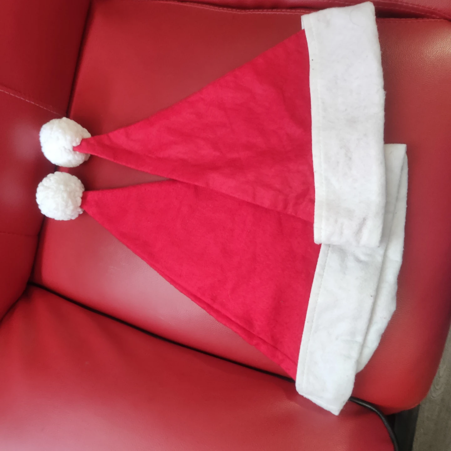 2 Red Santa Hats with White Trim