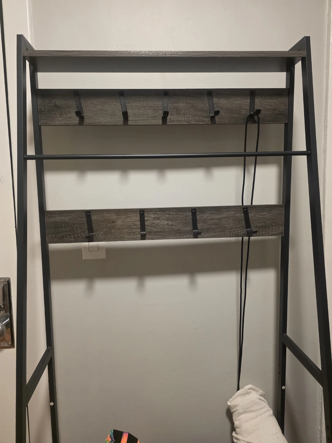 Metal and Wood Entryway Shelf with Hooks - photo 2