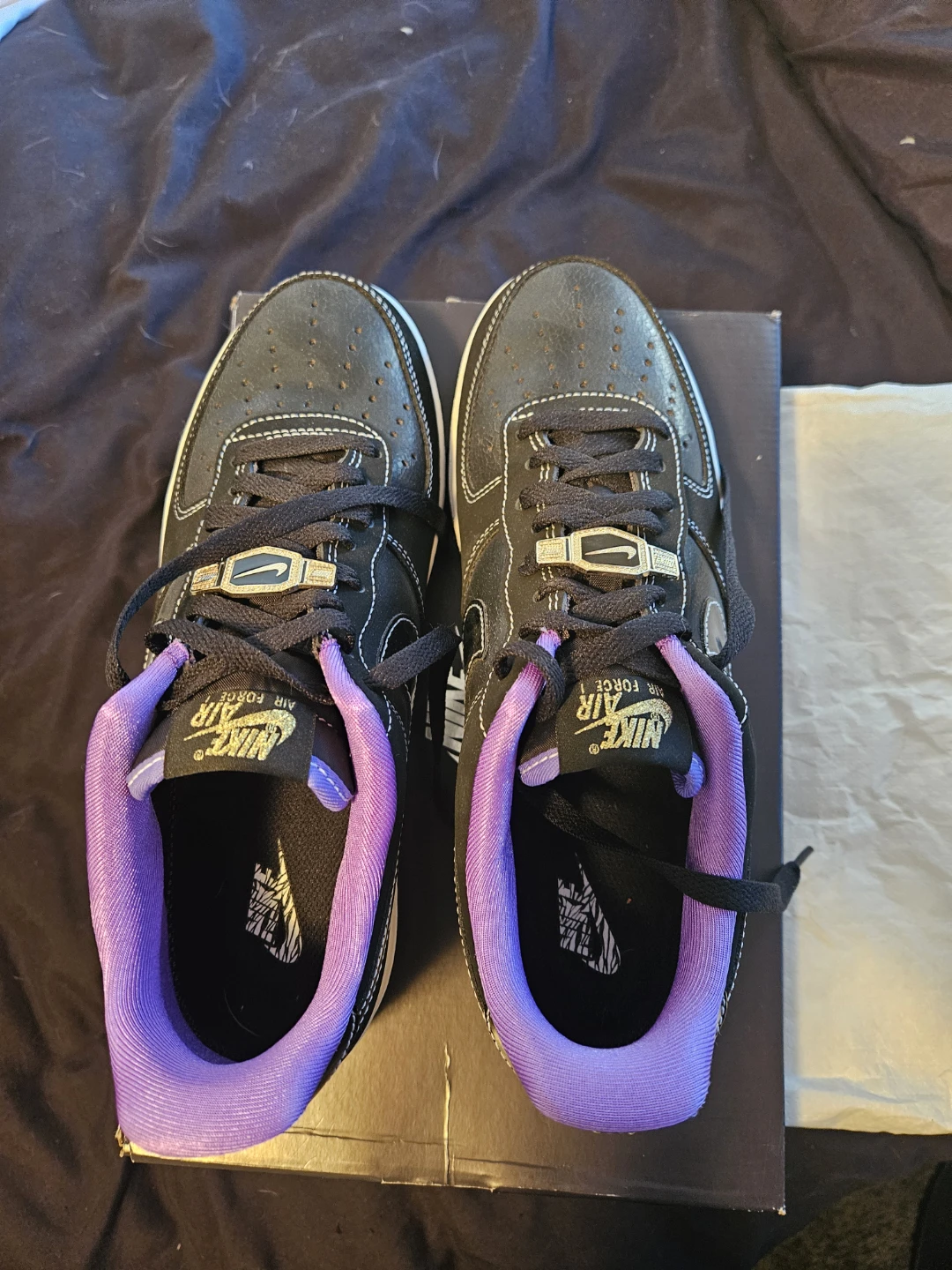Nike Air Force 1 '07 LV8 EMB Black Purple Shoes Size 9 - photo 4