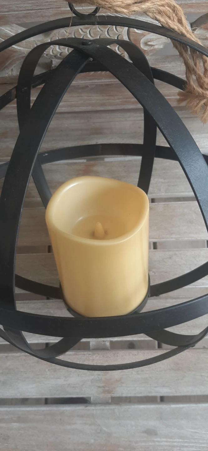 Black Metal Orb Lantern with candle - photo 2