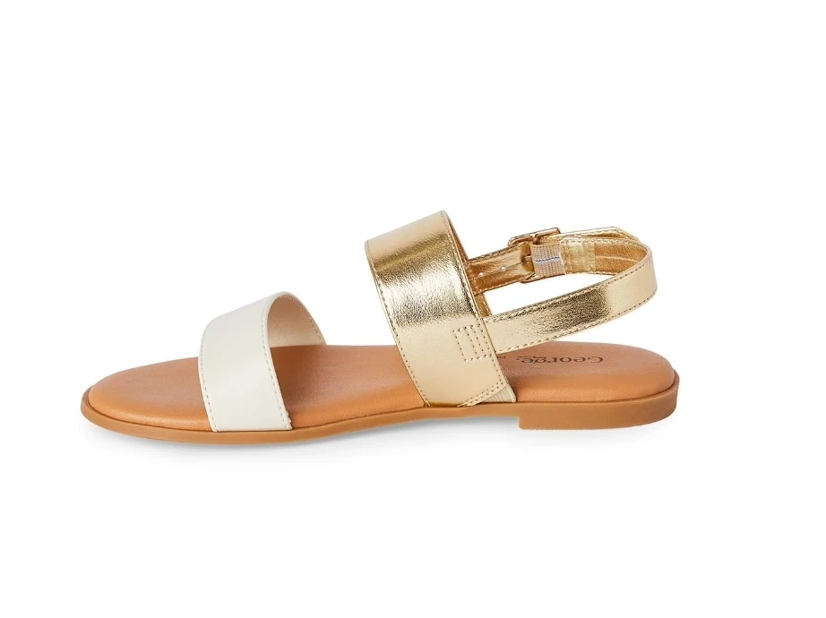 George Gold and White Flat Sandals (Size 4) - NEW!!! - photo 3