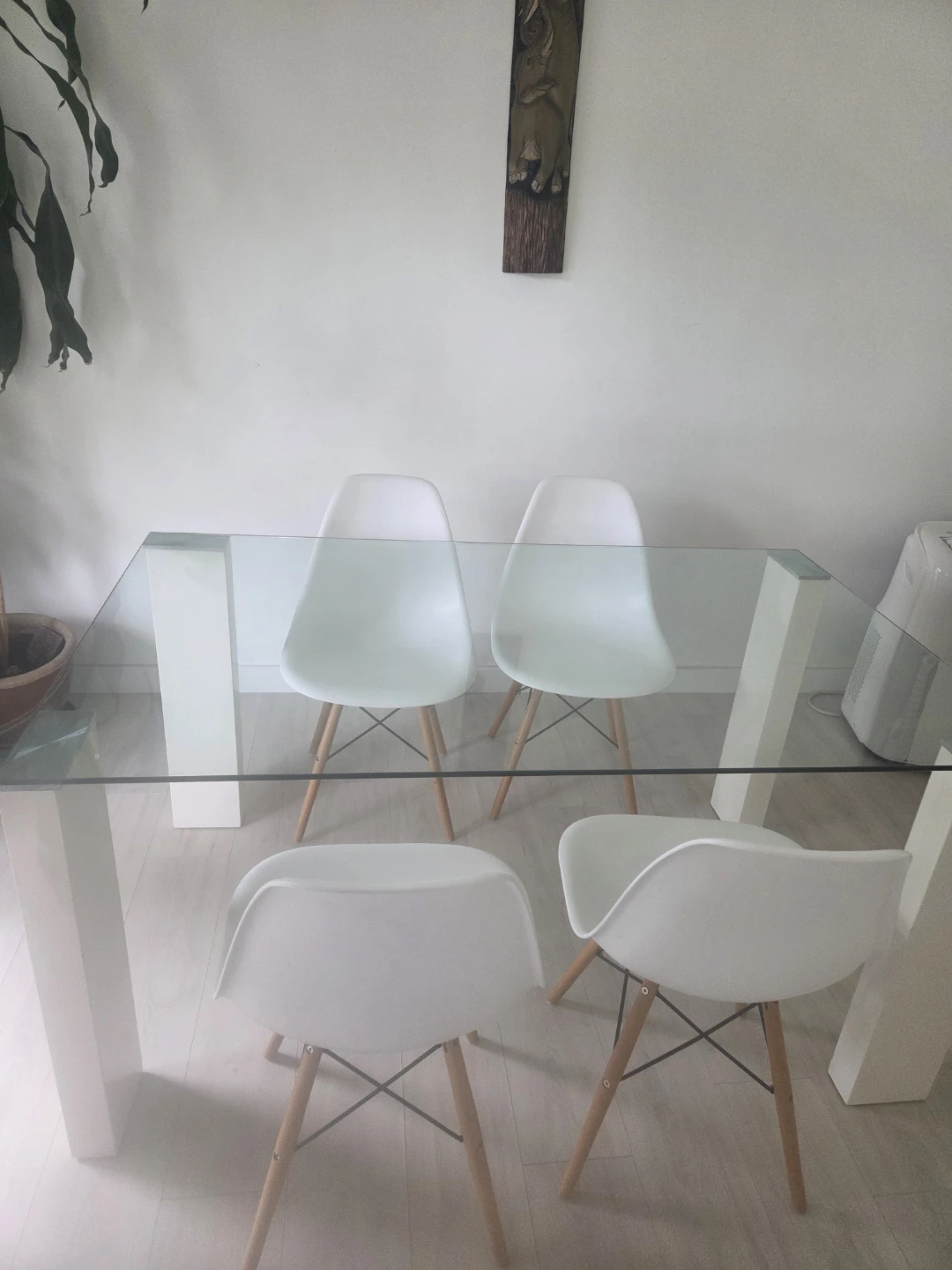 Glass Dining Table with 4 White Chairs - photo 2
