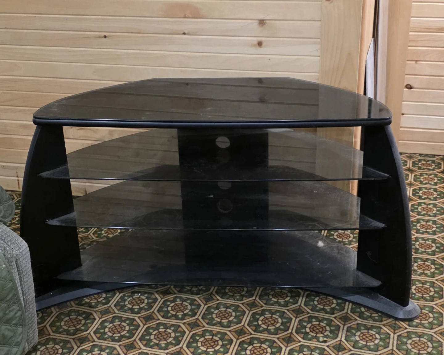 Black Glass Entertainment TV Stand