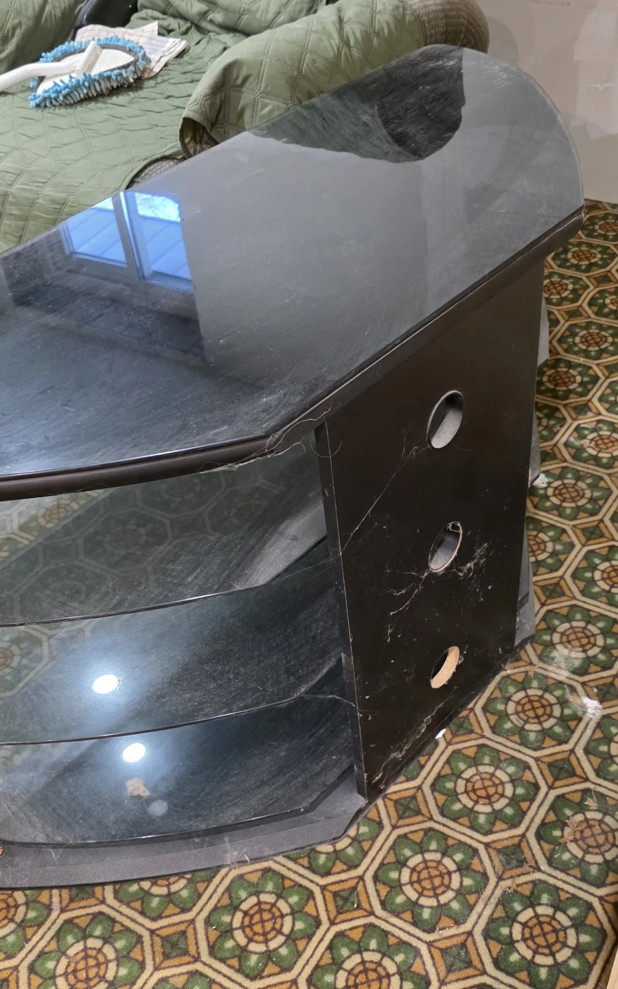 Black Glass Entertainment TV Stand - photo 2