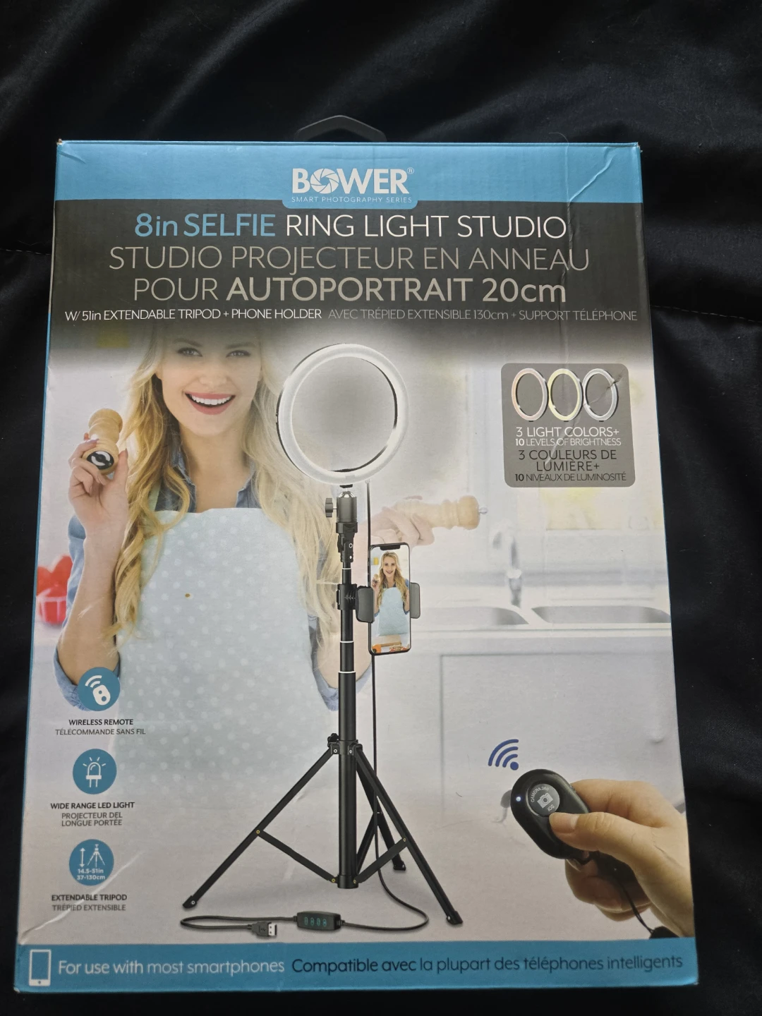 Bower 8in Selfie Ring Light Studio with Extendable Tripod