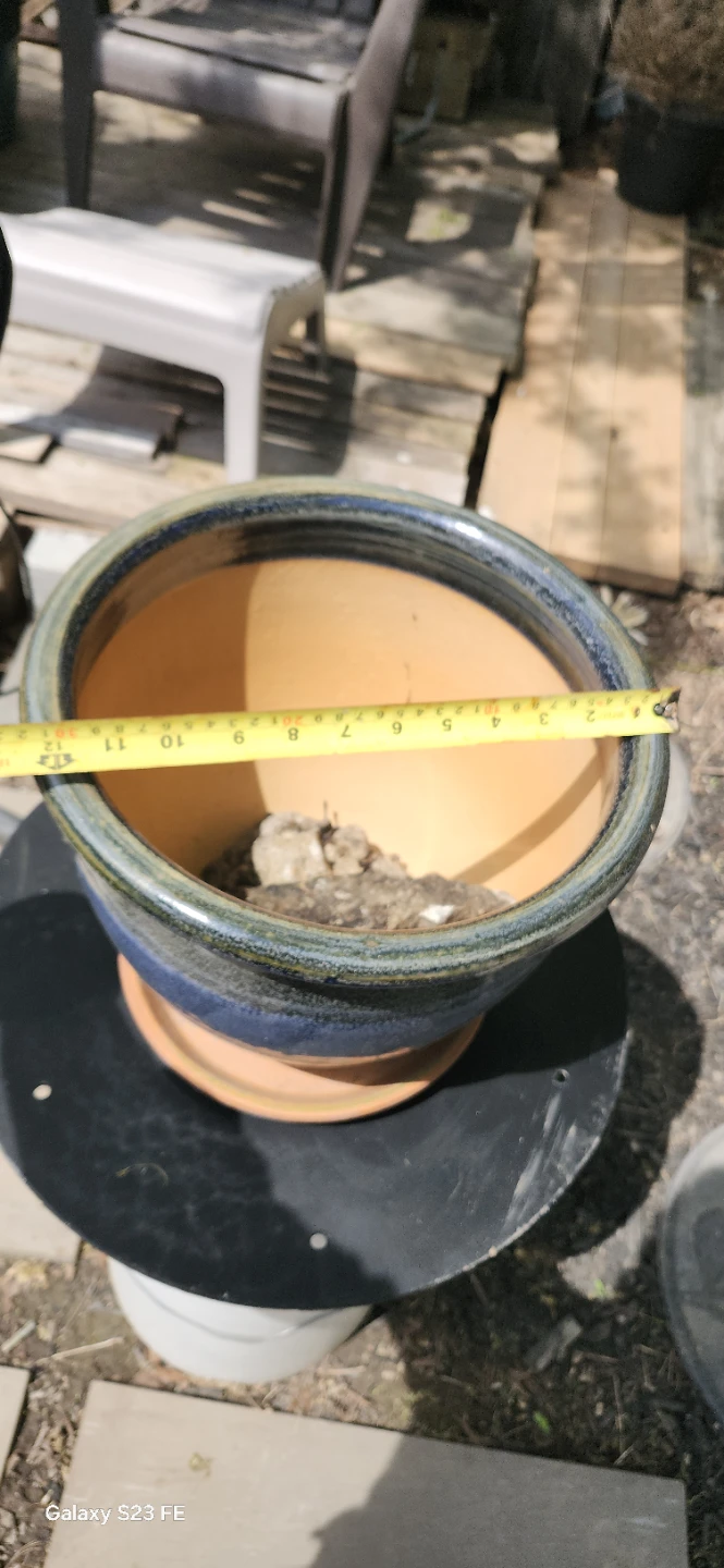 Blue Glazed Ceramic Planter Pot with Saucer. LARGE - photo 3
