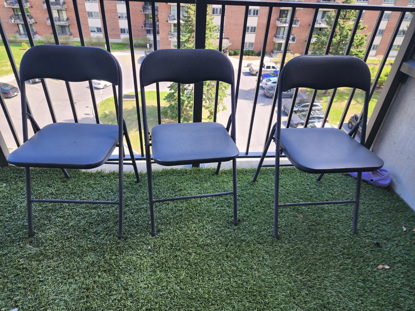 Set of 3 Black Folding Chairs