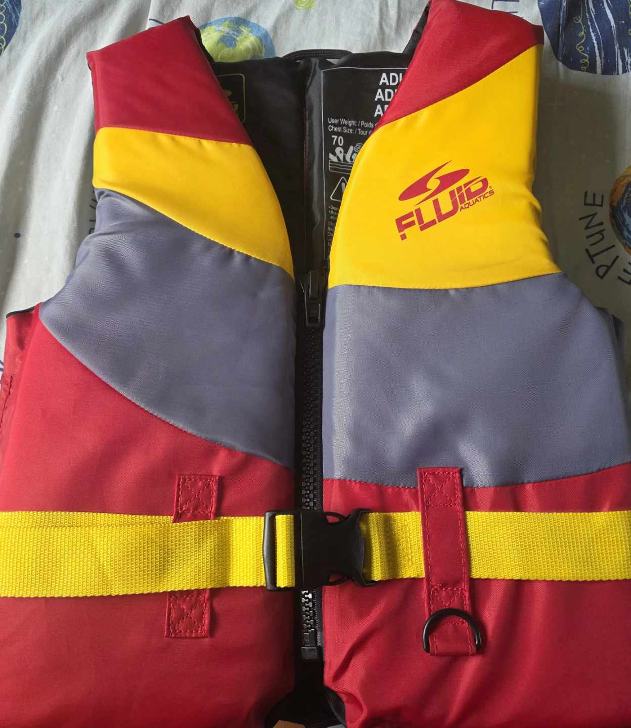 Fluid Aquatics Adult Life Vest - Red/Yellow/Grey
