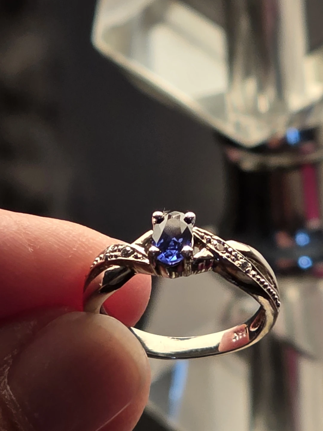 14K White Gold womens Sapphire Ring