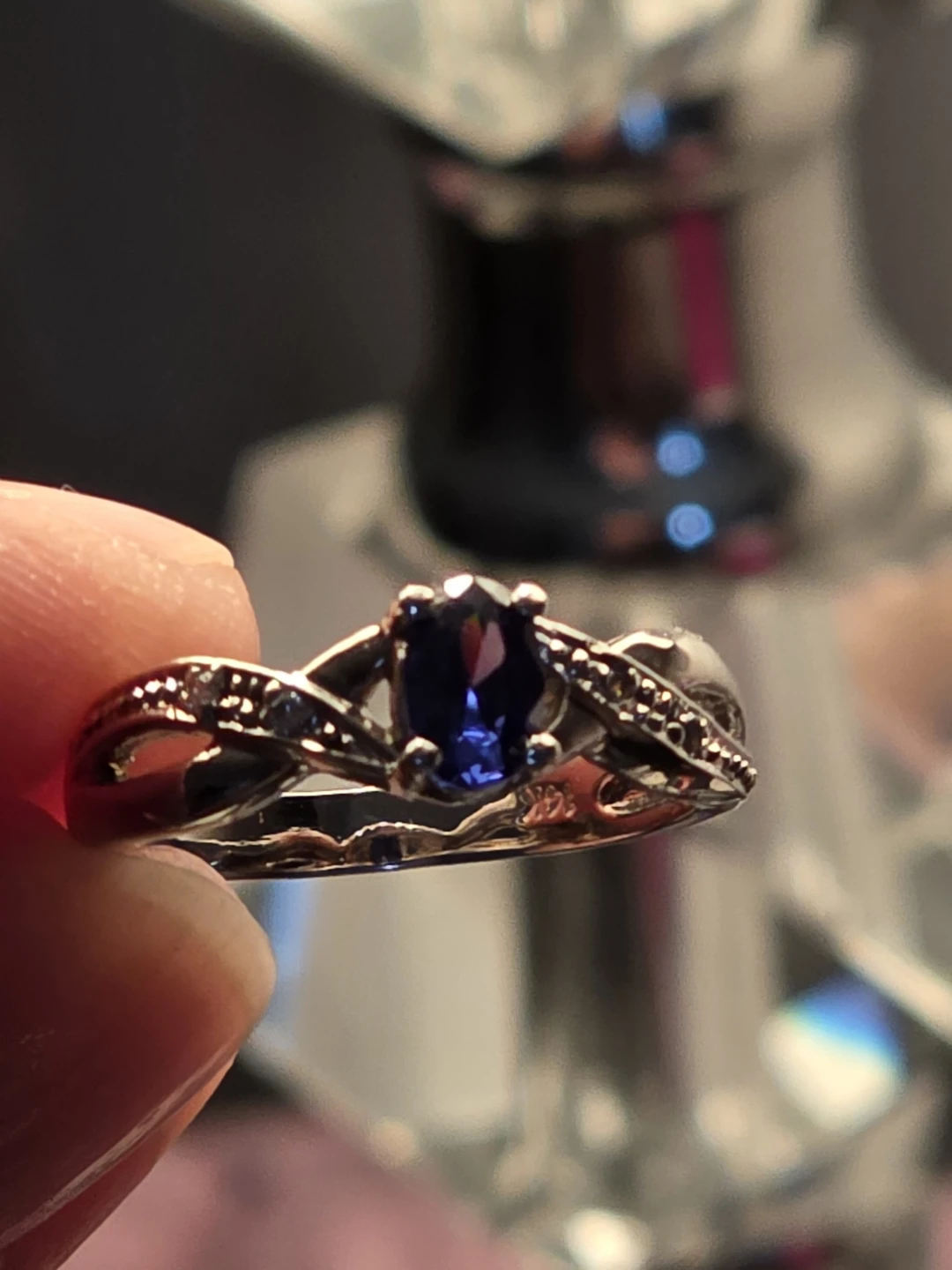 14K White Gold womens Sapphire Ring - photo 3