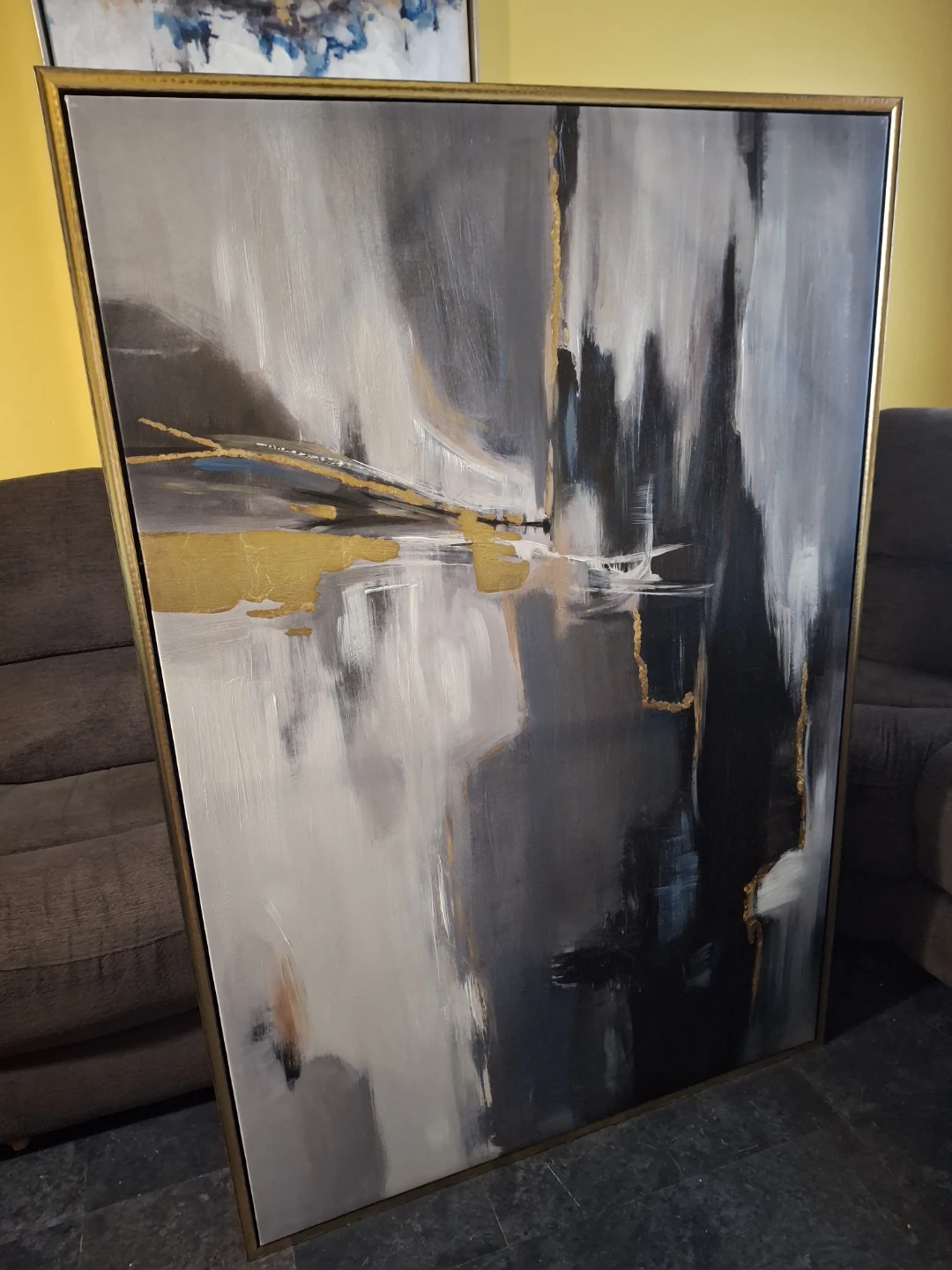 Abstract Wall Art with Gold Accents