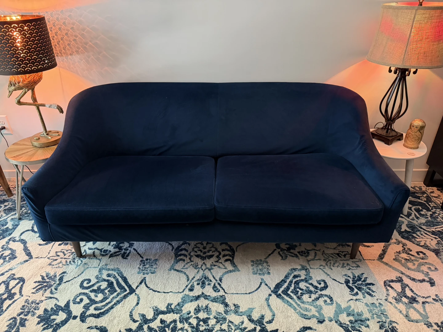 Fernish Arden Velvet Sofa - 67" - Midnight Blue