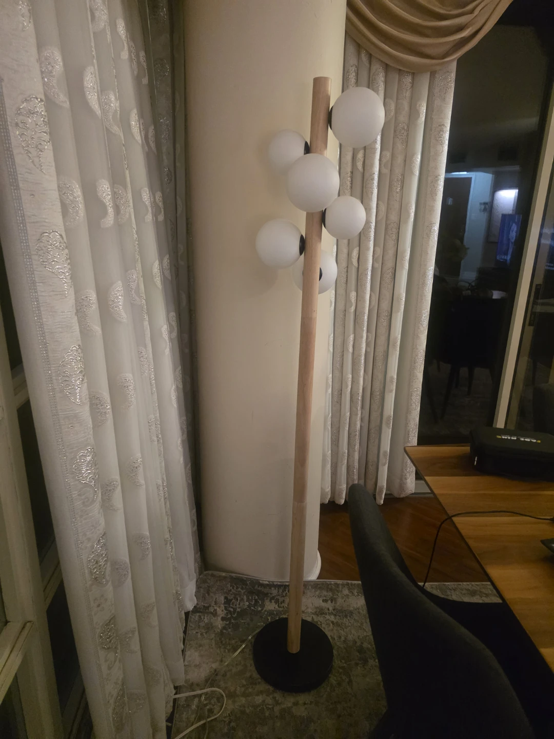 Modern Floor Lamp with Frosted Globe Lights