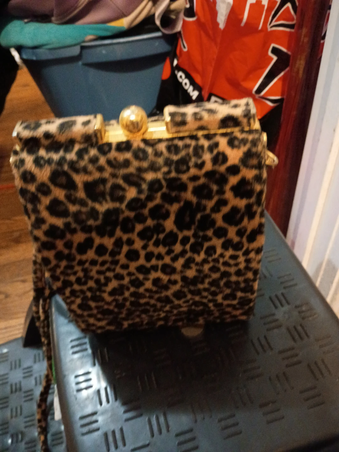 Leopard Print Clutch with Gold Clasp