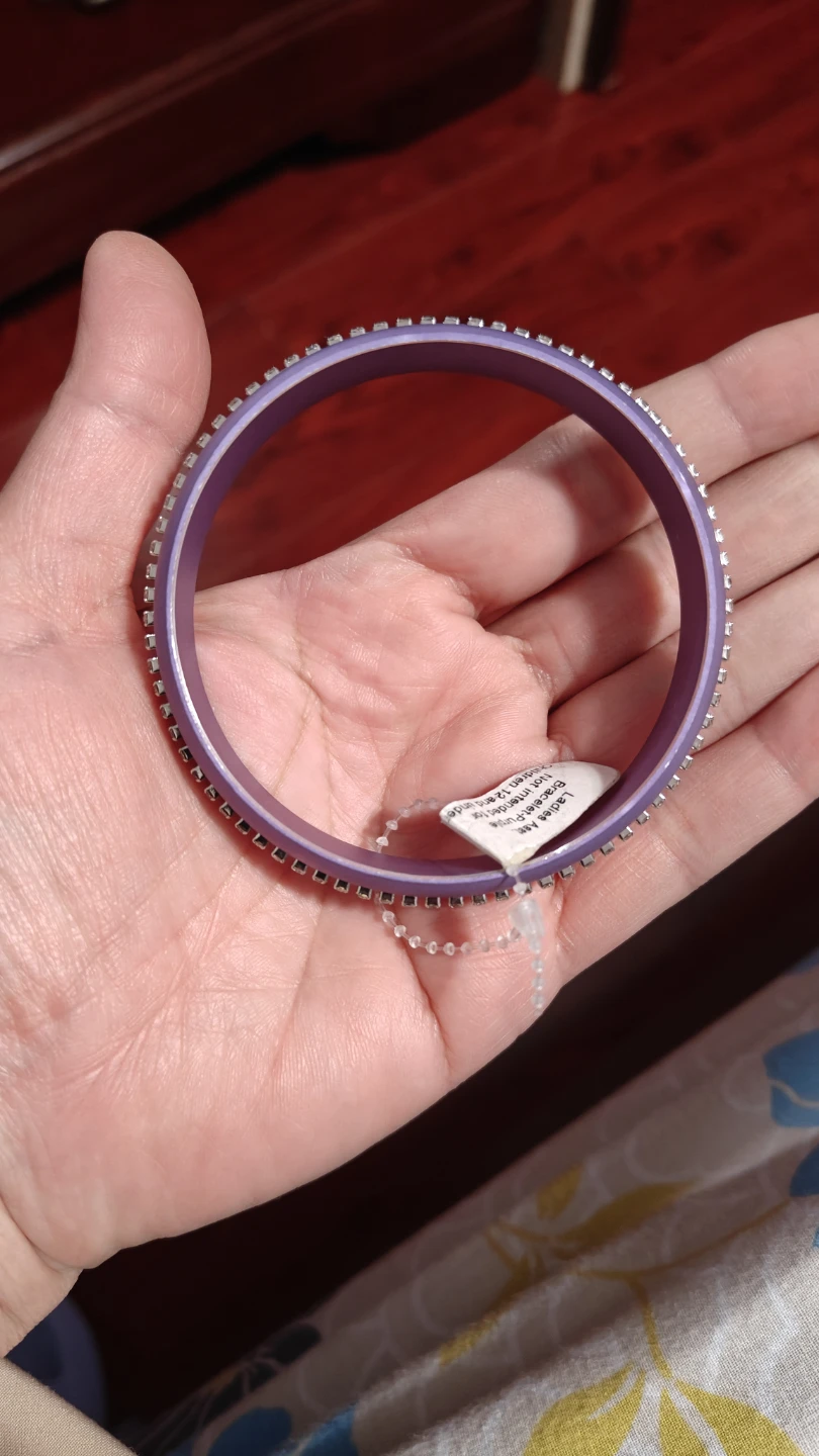 Purple Bangle Bracelet with Rhinestones - photo 4