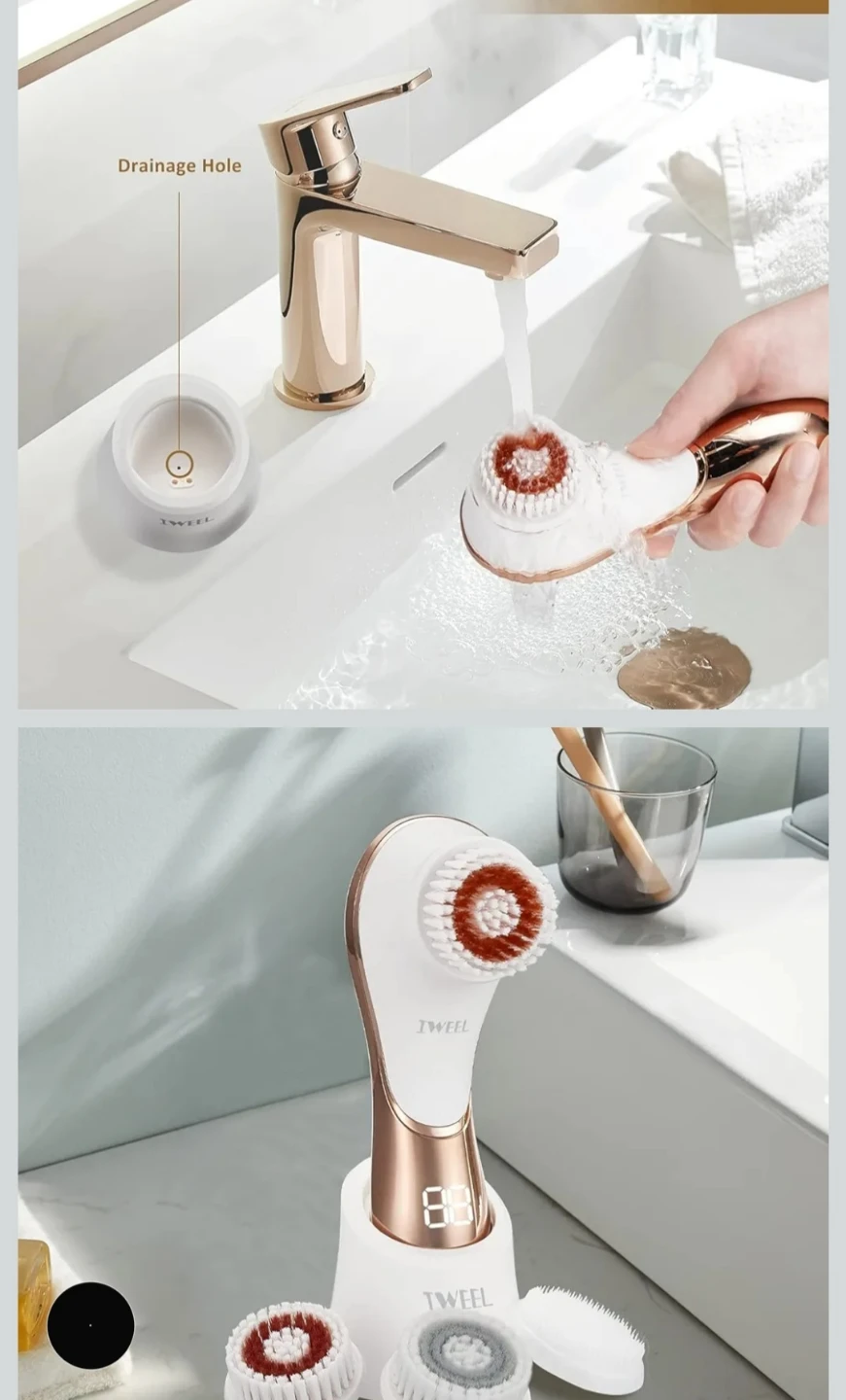 Tweel Facial Cleansing Brush with 4 Brush Heads - photo 3