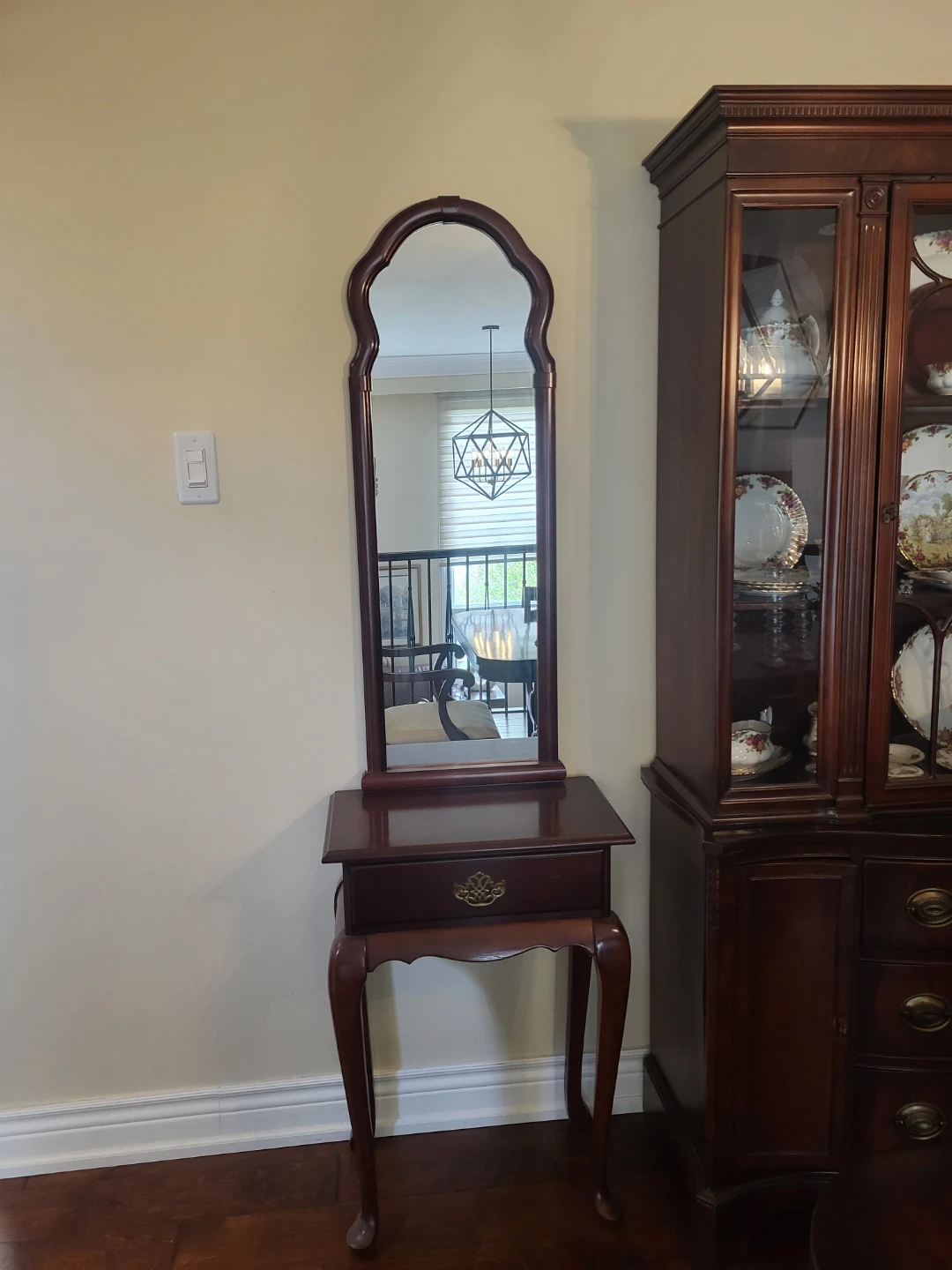 Vintage Wooden Console Table with Mirror