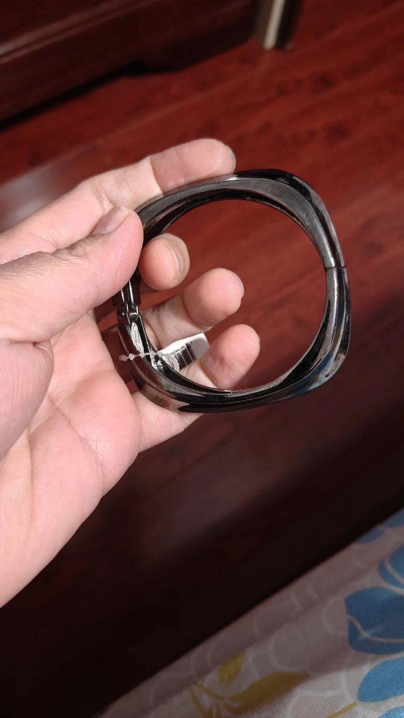 Brushed Gunmetal Grey Metal Bangle Bracelet - photo 2