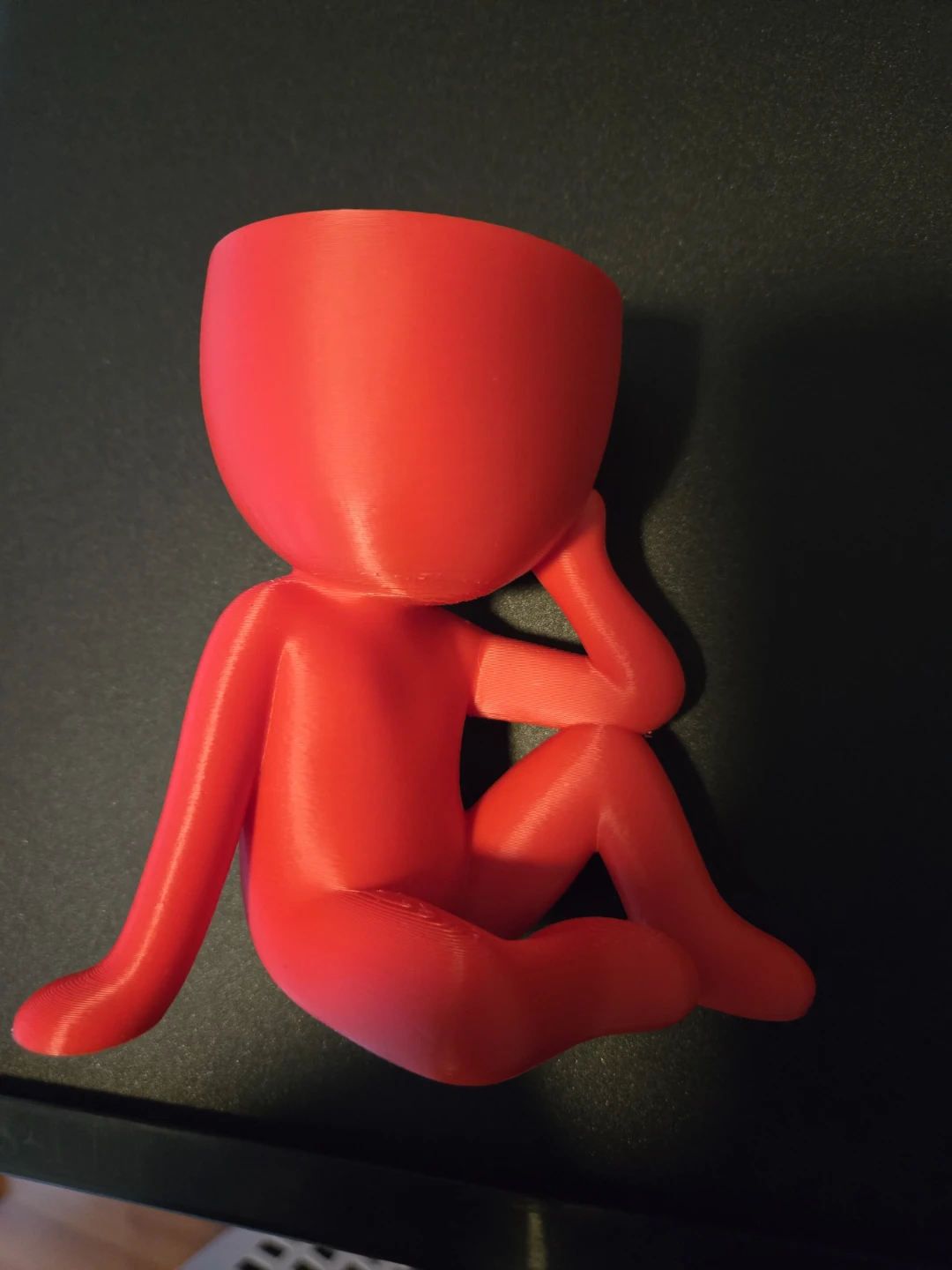 Red 3D Printed Sitting Figure Planter Pot