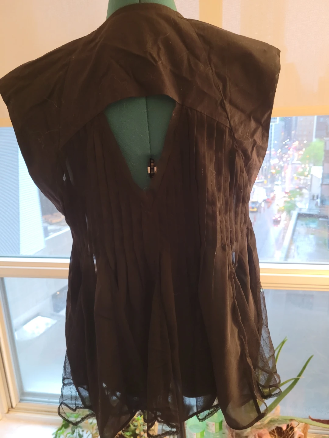 Black Pleated Chiffon Top - Anthropologie - photo 2