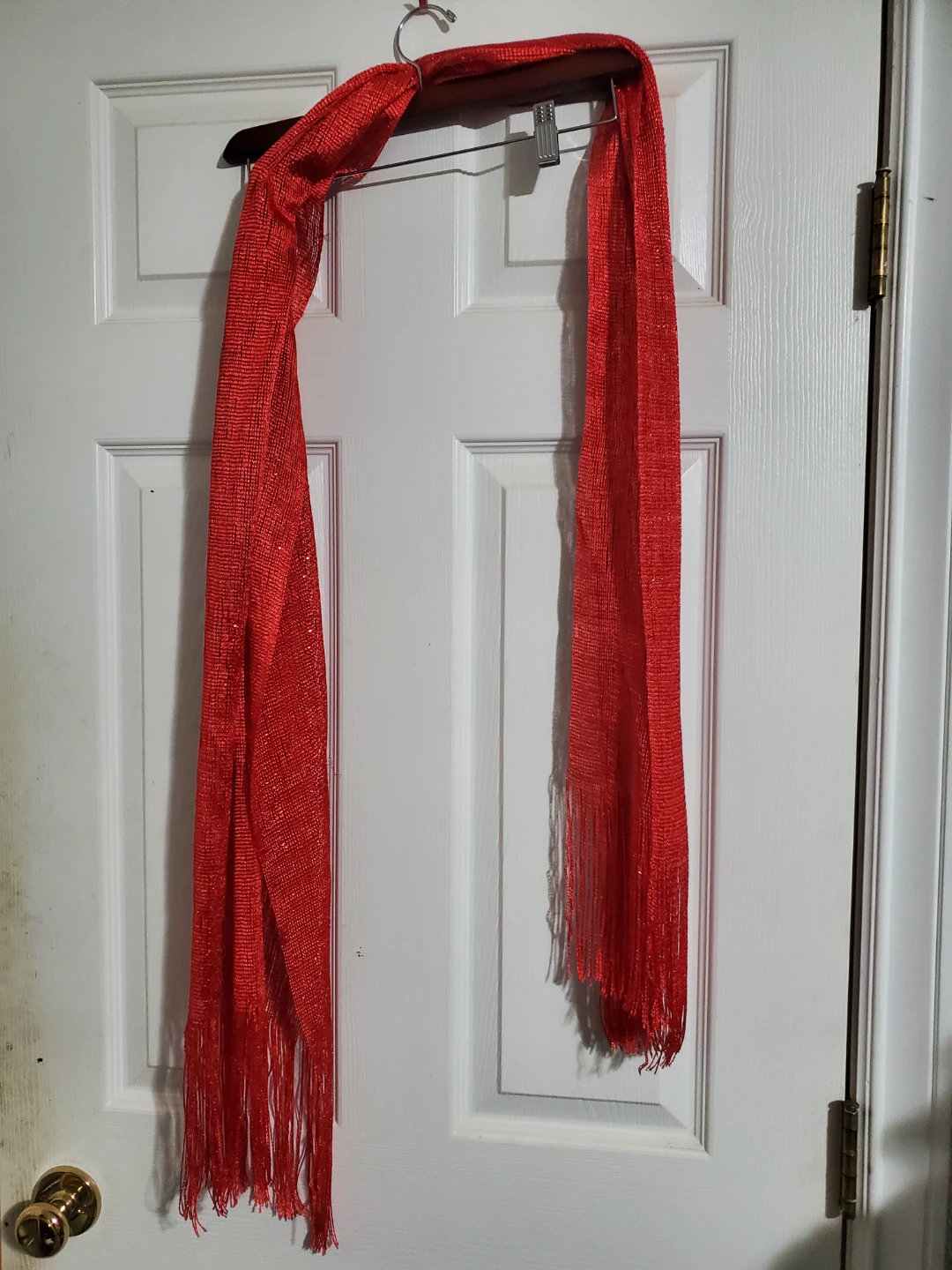 Red Sparkly Scarf with Fringe - photo 2