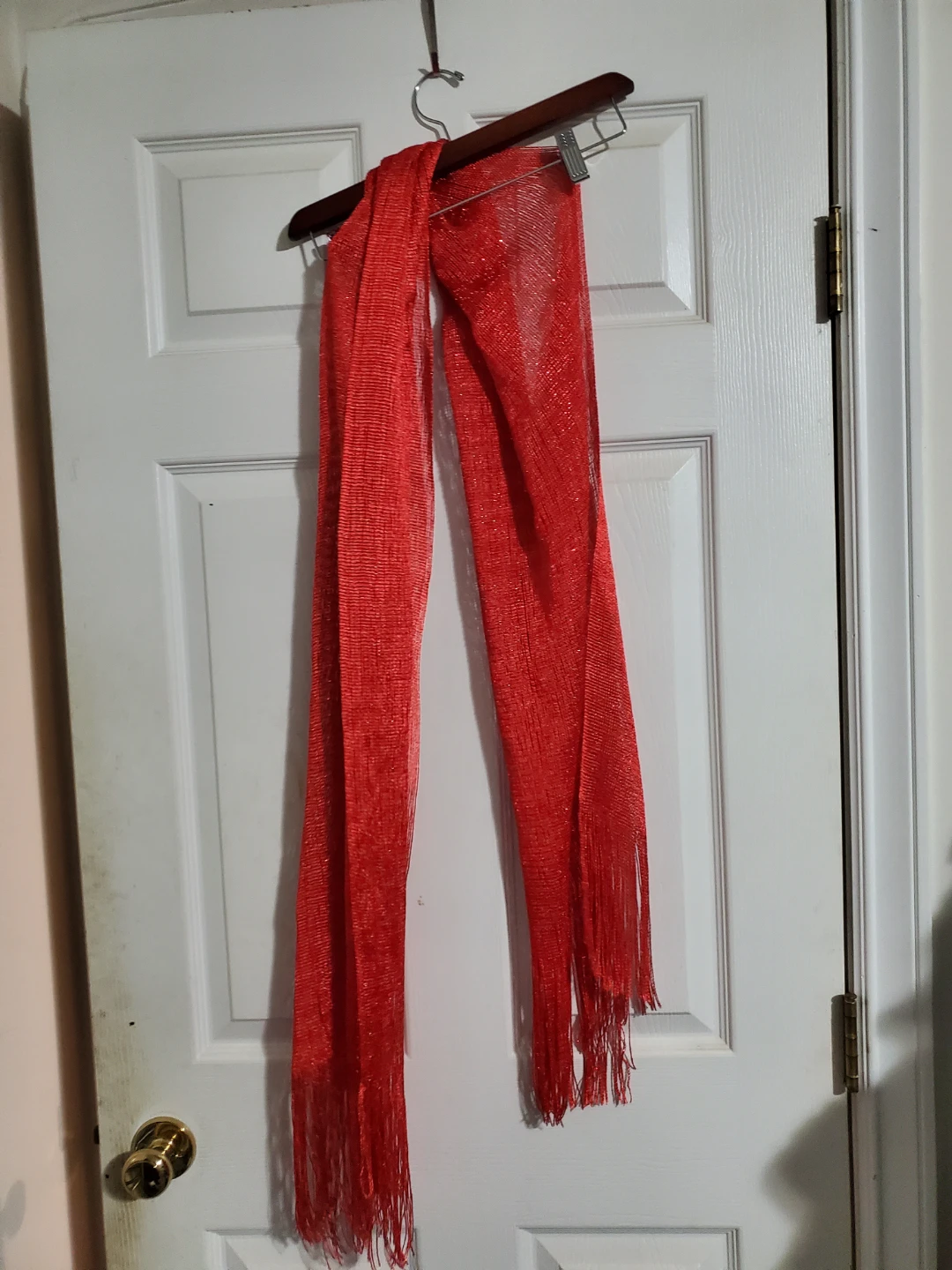 Red Sparkly Scarf with Fringe - photo 3