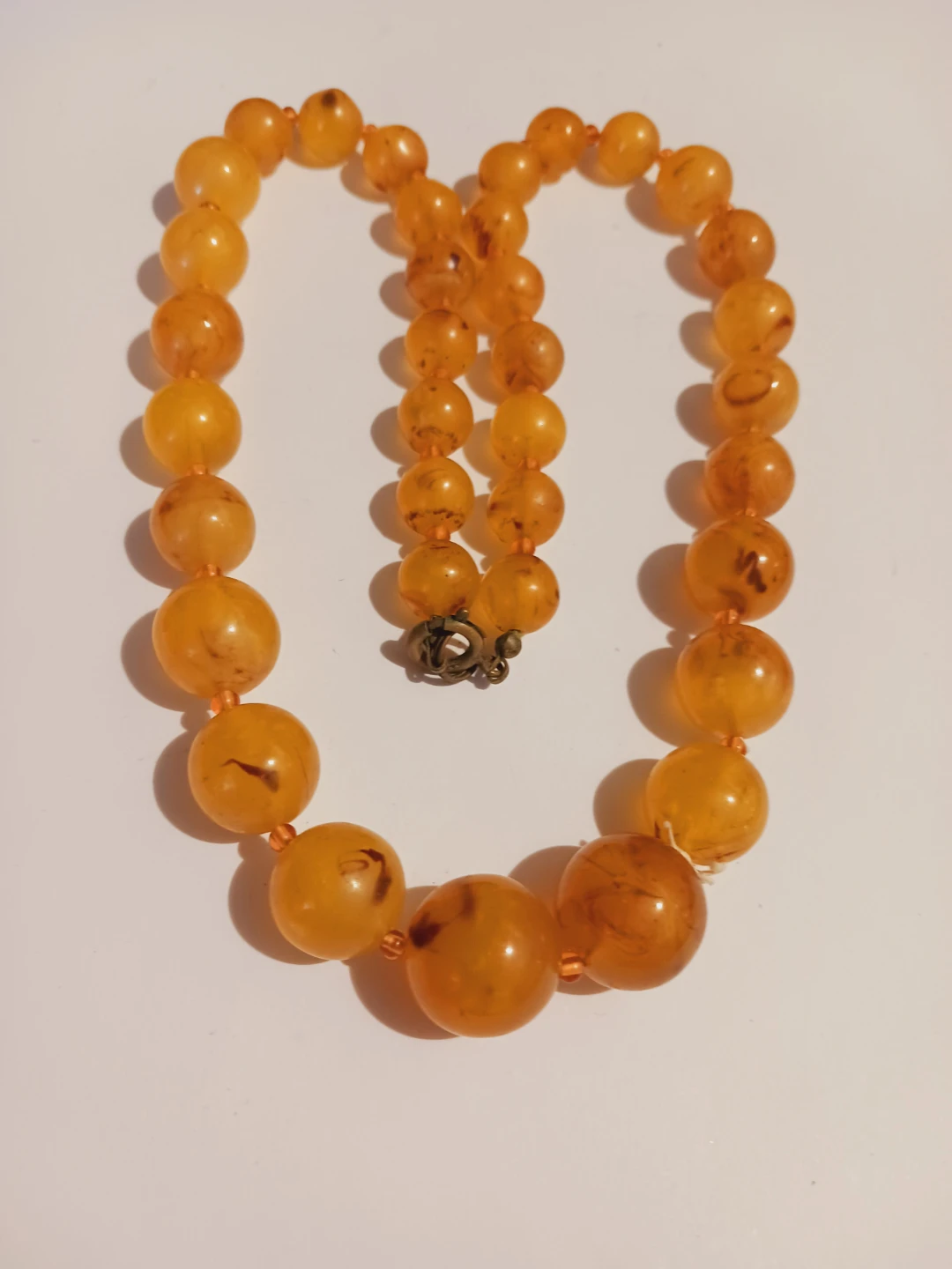 Vintage Amber Lucite Beaded Necklace - photo 3
