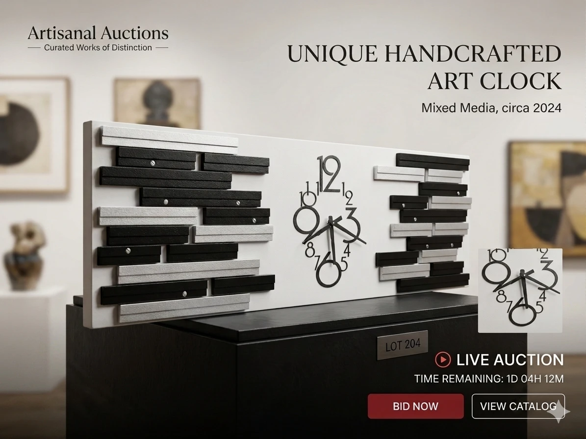 Unique Handcrafted Mixed Media Art Clock - photo 2