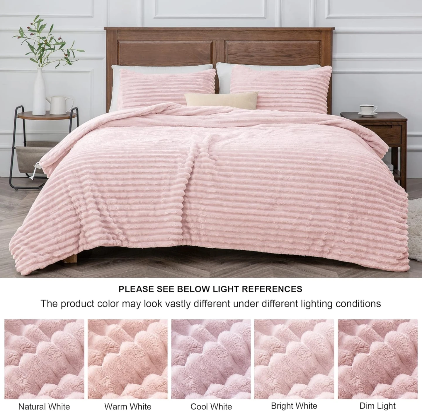 BEDELITE Fleece Queen Comforter Set-PINK -Super Soft & Warm - photo 4