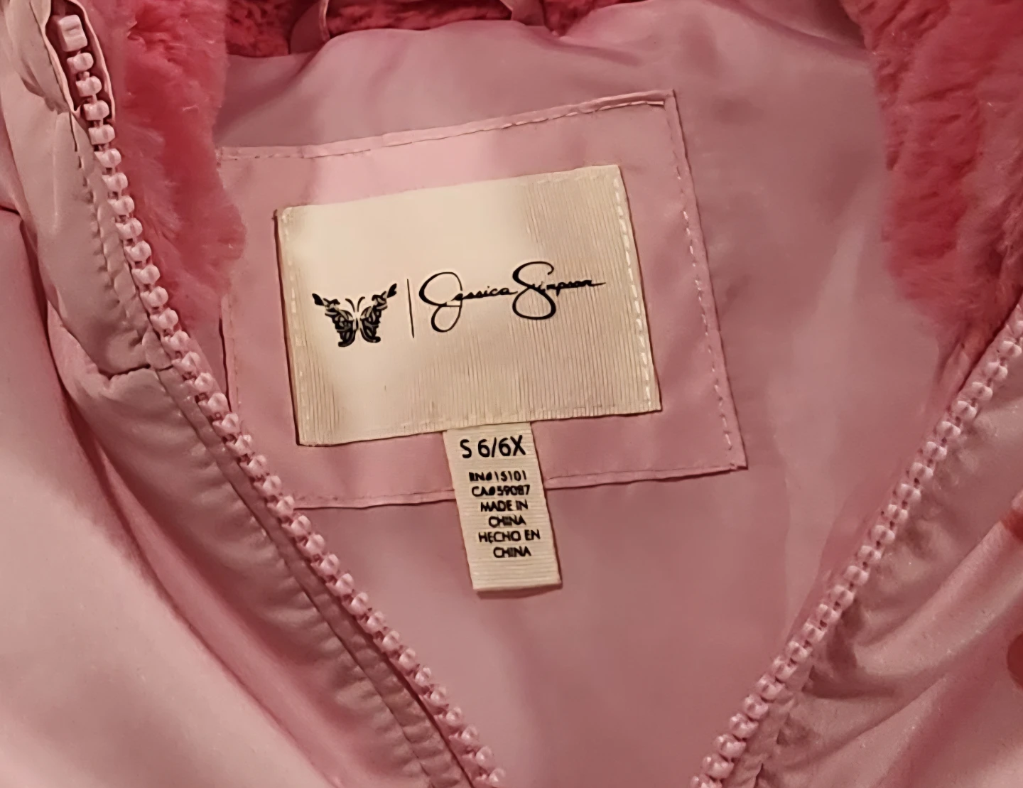 Jessica Simpson Pink Butterfly Puffer Jacket Size S 6/6X - photo 2