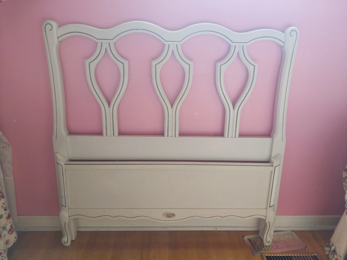 White French Provincial Twin Headboard with ornate detailing