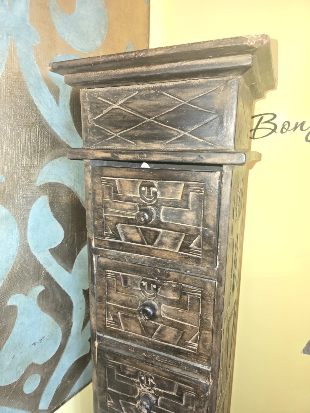 Tall Dark Wood Accent Cabinet with 7 Drawers - photo 2