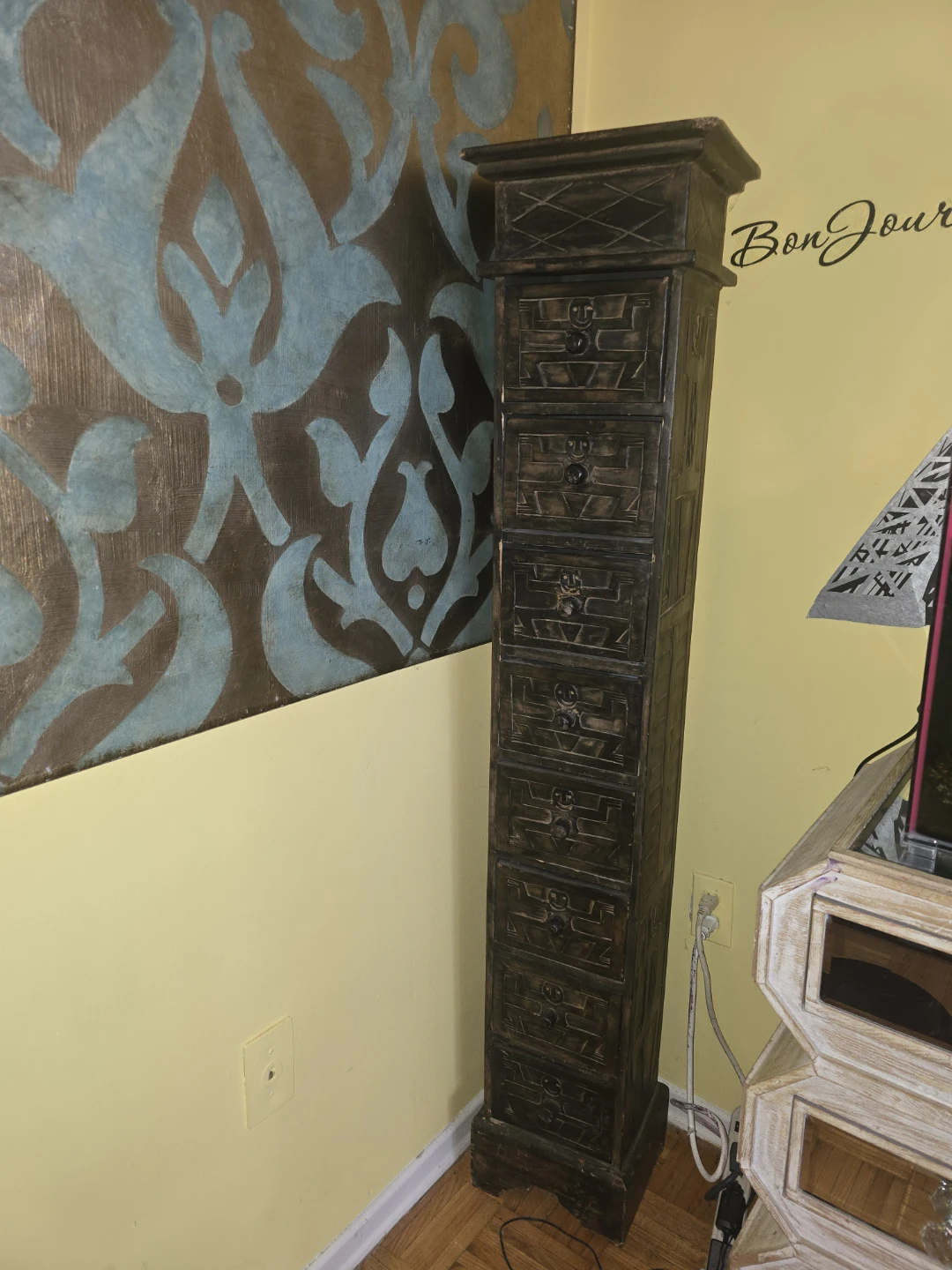 Tall Dark Wood Accent Cabinet with 7 Drawers - photo 3