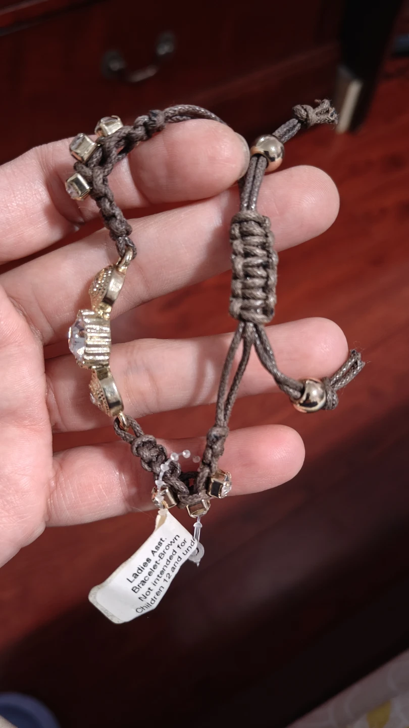 Brown macrame bracelet with rhinestones - photo 3