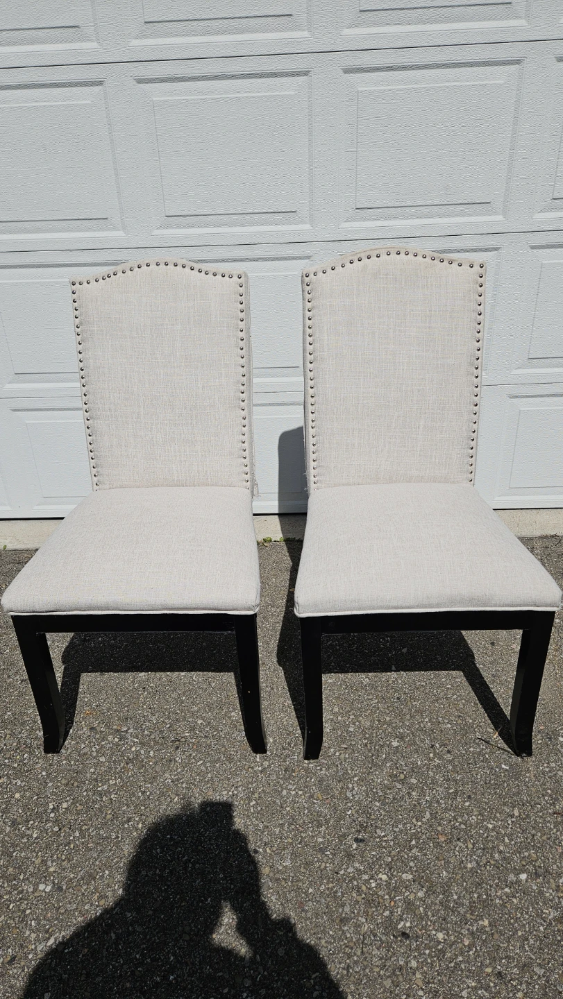 Set of 2 Beige Upholstered Dining Chairs