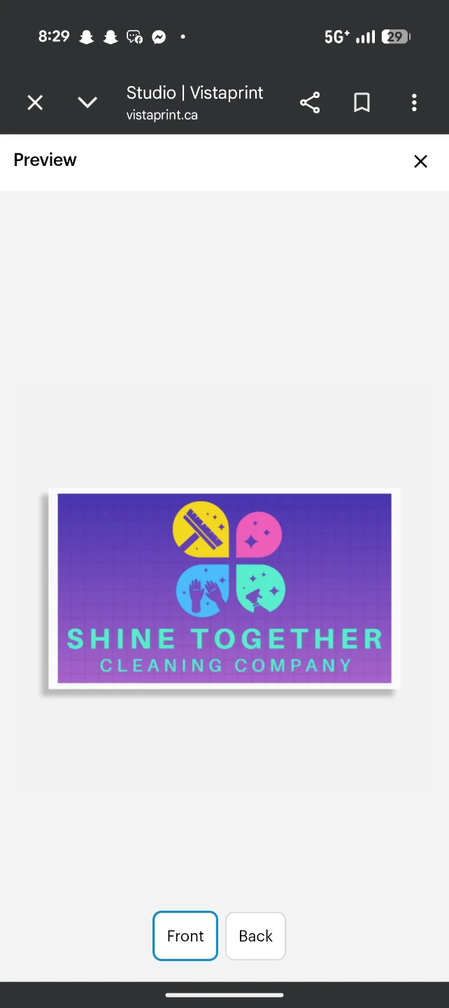 Shine Together Cleaning Company Business Cards