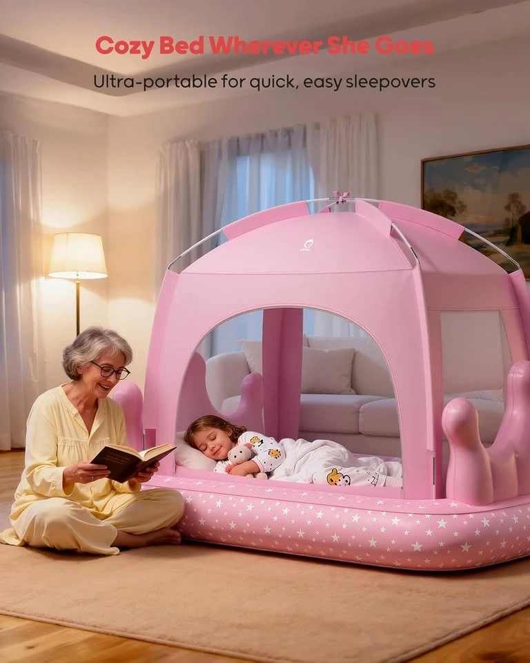 Pink Princess Inflatable Tent Bed with Electric Pump - photo 2