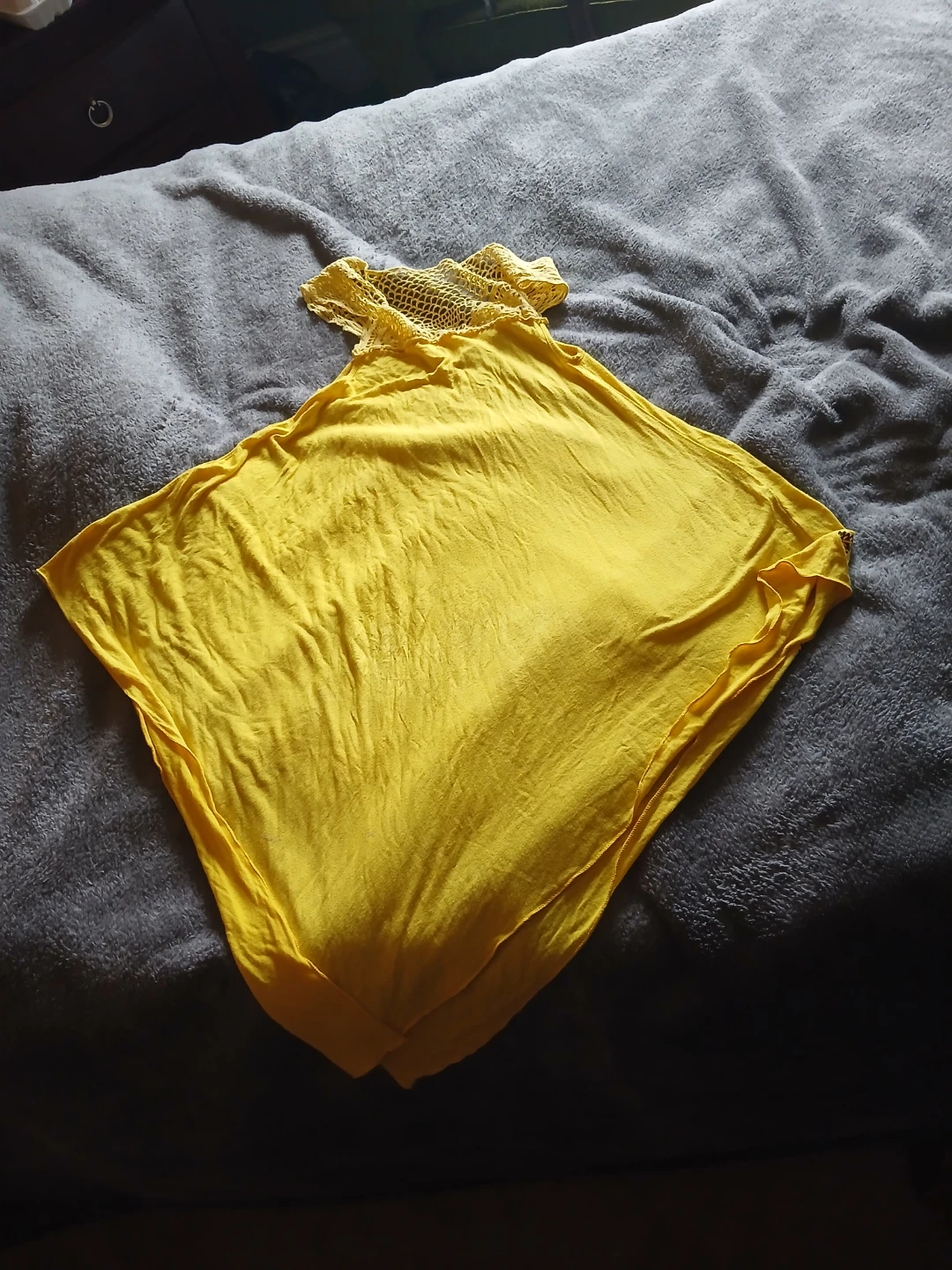 Yellow Poncho Top with Crochet Neckline - photo 3
