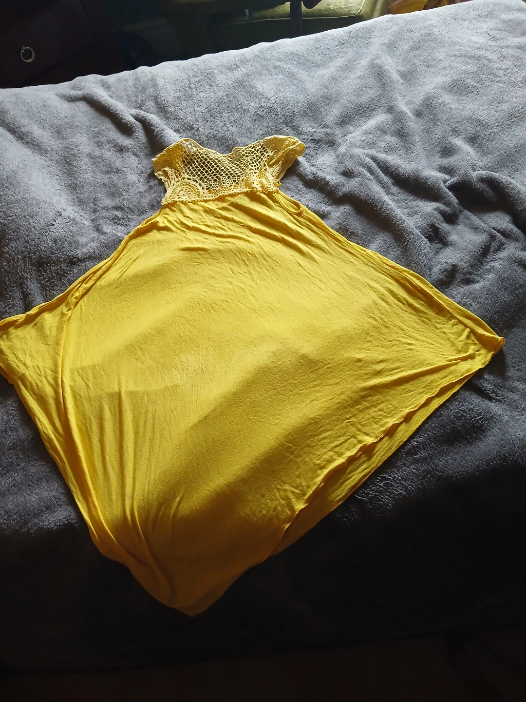 Yellow Poncho Top with Crochet Neckline - photo 4