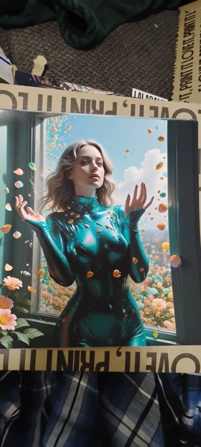 Teal Green Shiny Catsuit Print