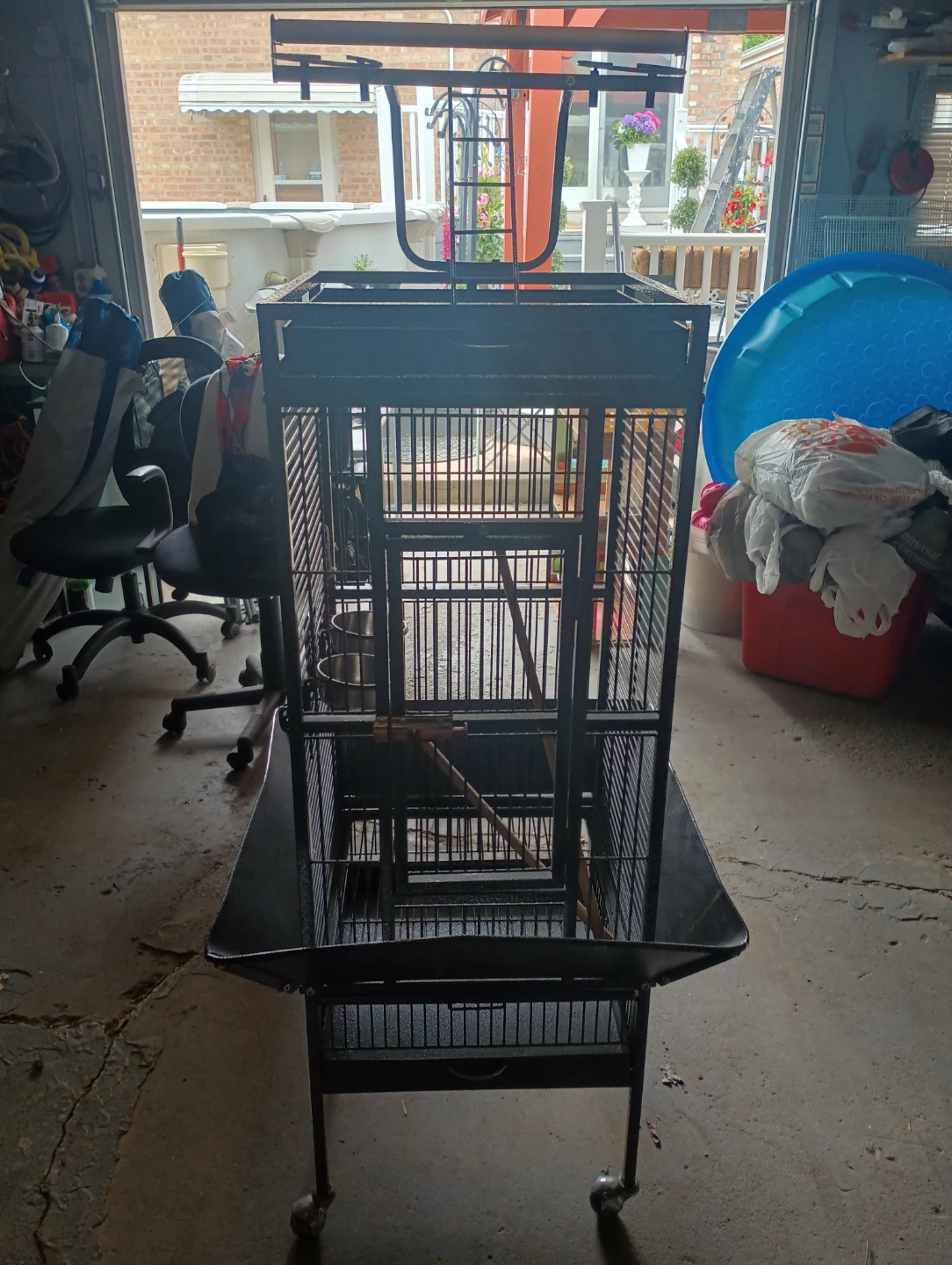 Large Metal Bird Cage with Stand and Wheels