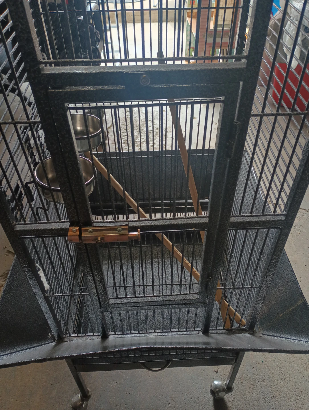 Large Metal Bird Cage with Stand and Wheels - photo 4