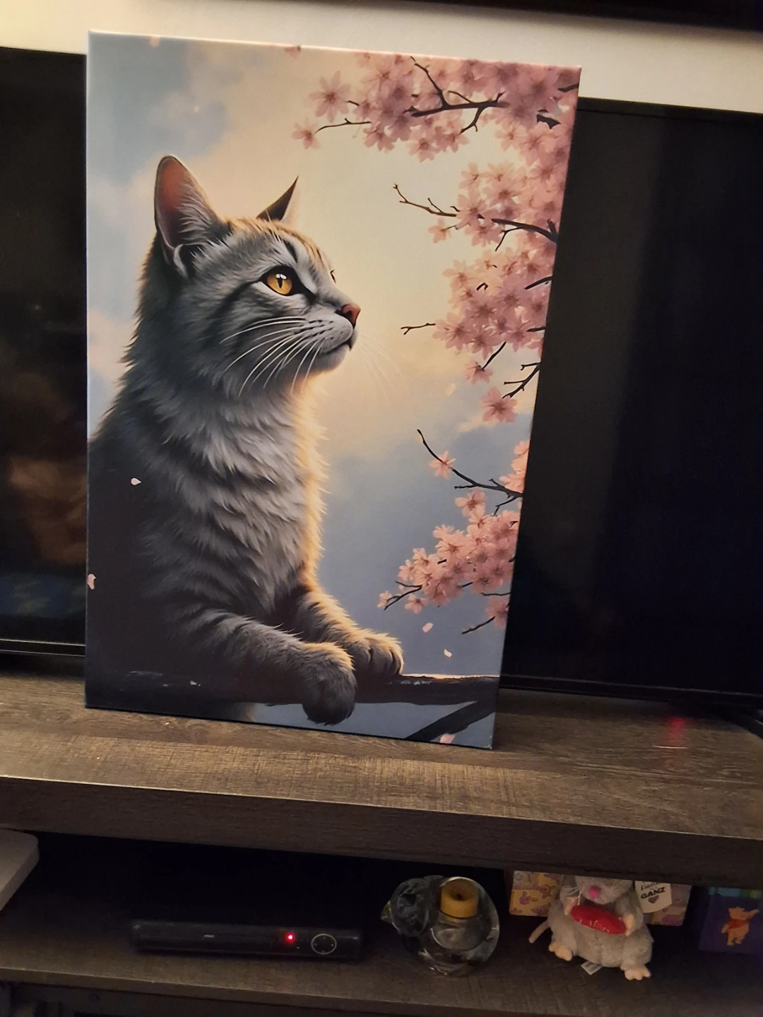 Canvas Print: Cat and Cherry Blossoms