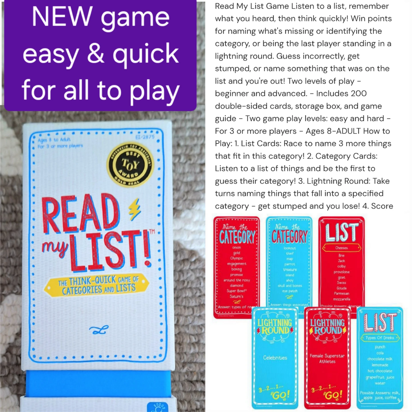 Read My Lists game - NEW easy to play anywhere game