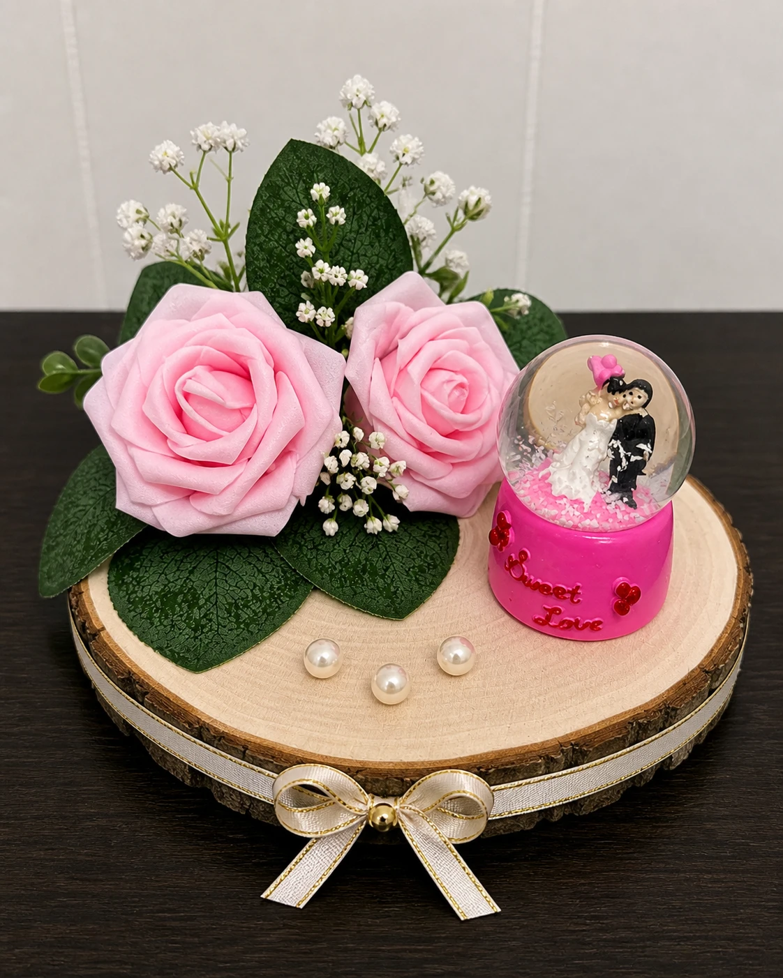 Decorative Wedding Snow Globe with Floral Arrangement - photo 2