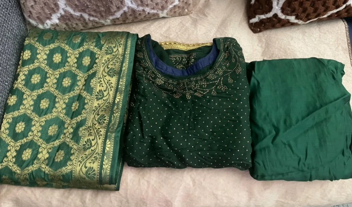 Black and Green Embroidered Shalwar Kameez Set