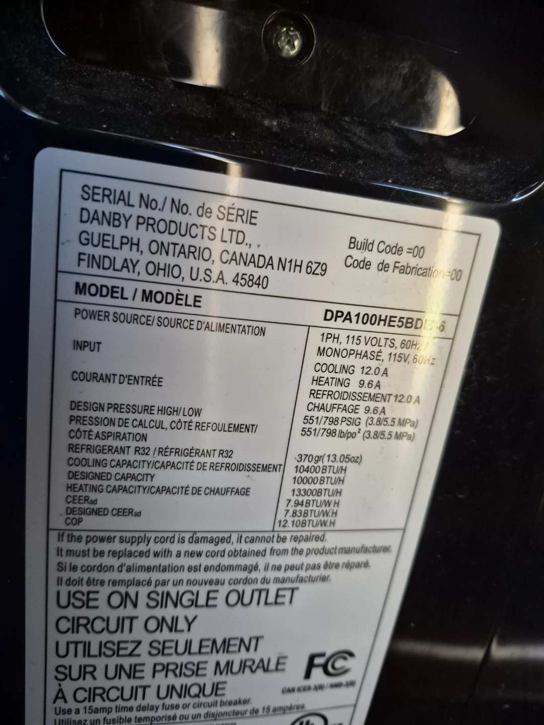 Danby DPA100HE5BDB-6 Portable Air Conditioner - photo 2