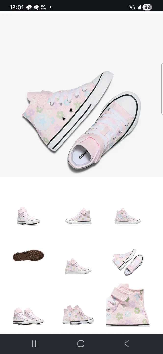 Converse Youth Pink Floral High Top Sneakers Size 13