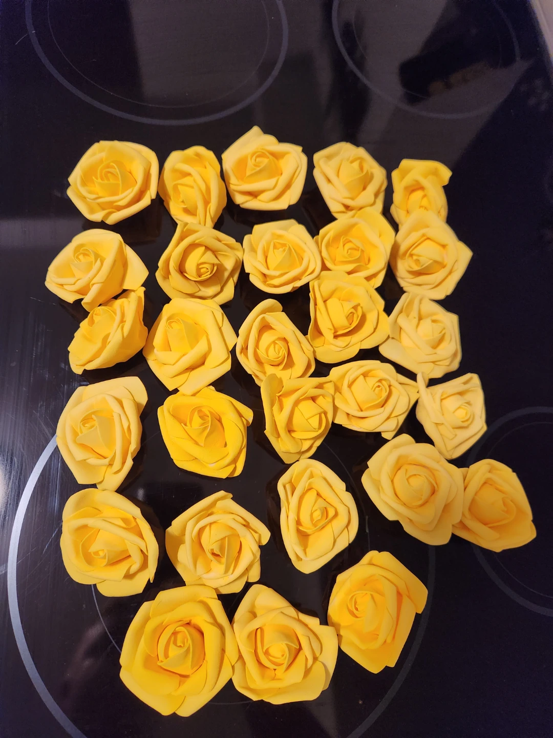 Artificial Yellow Painted Foam Roses (Pack of 28)
