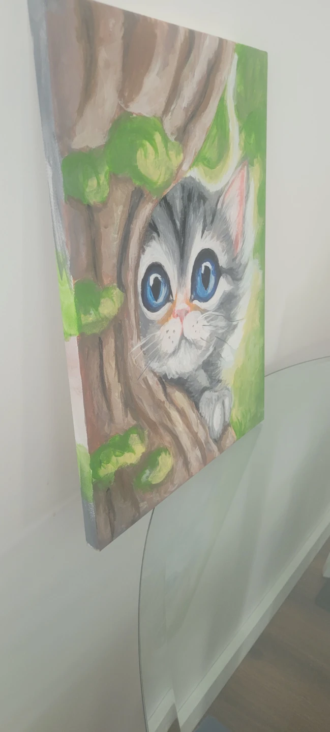 Hand-painted Kitten Canvas Art